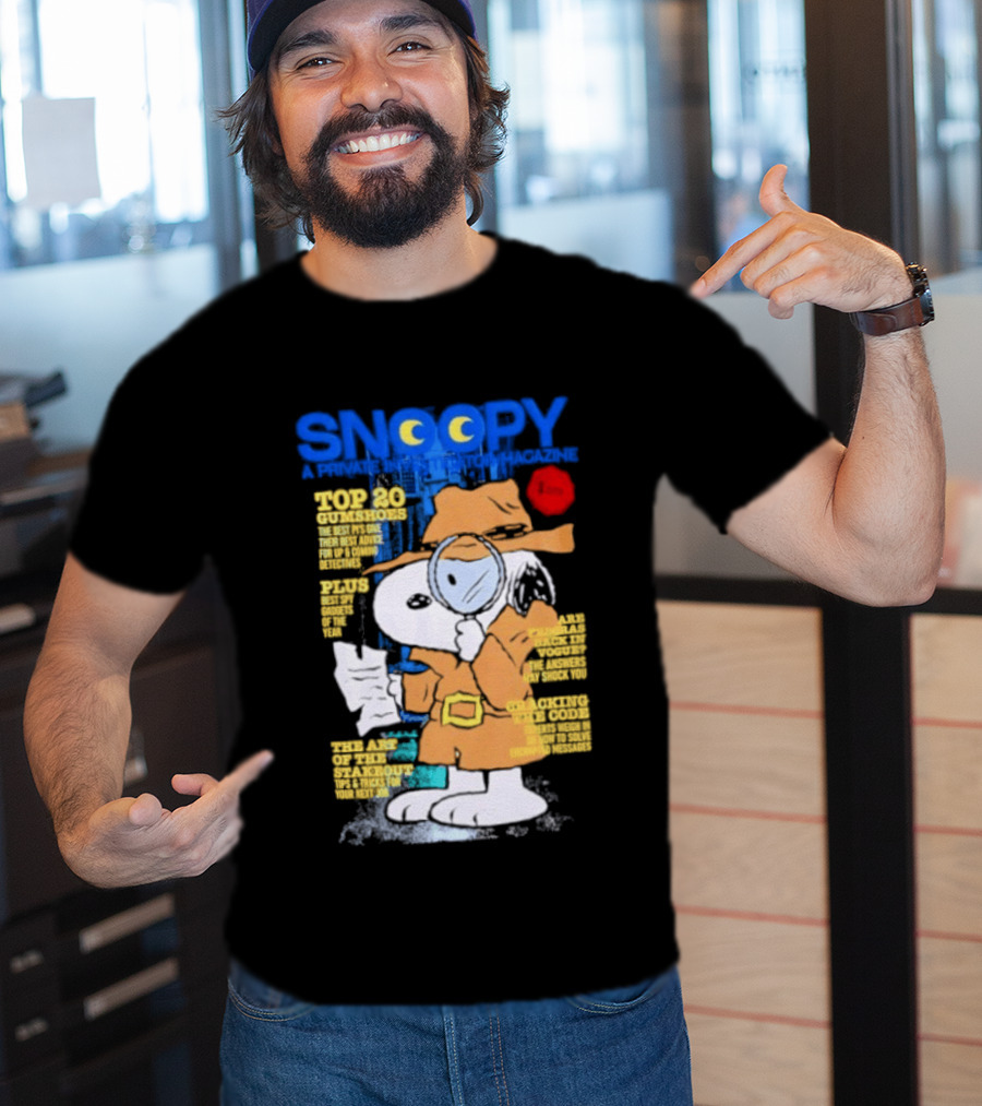 Snoopy Top 20 Clues Uncover Mystery Solved Peanuts Detective Investigator T-Shirt