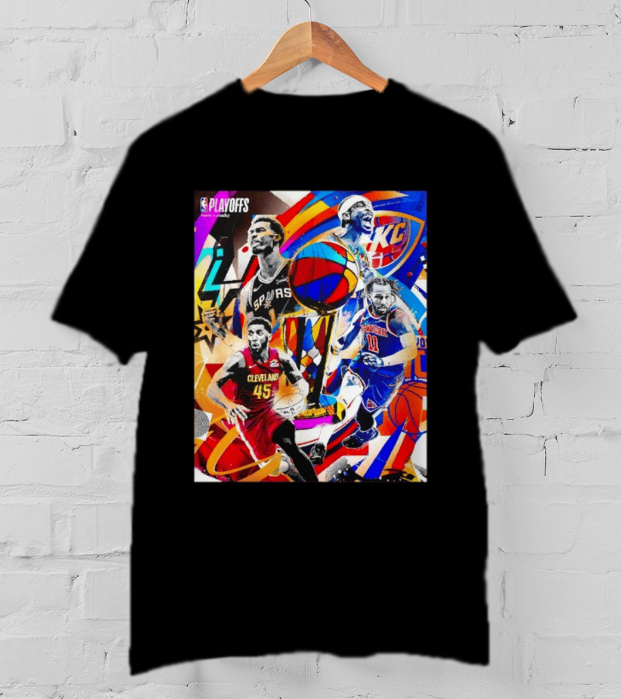 NBA Playoffs Spurs Thunder Cavaliers Knicks Star Players Wemby Alexander Brunson Mitchell T-Shirt