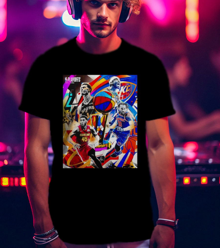 NBA Playoffs Spurs Thunder Cavaliers Knicks Star Players Wemby Alexander Brunson Mitchell T-Shirt