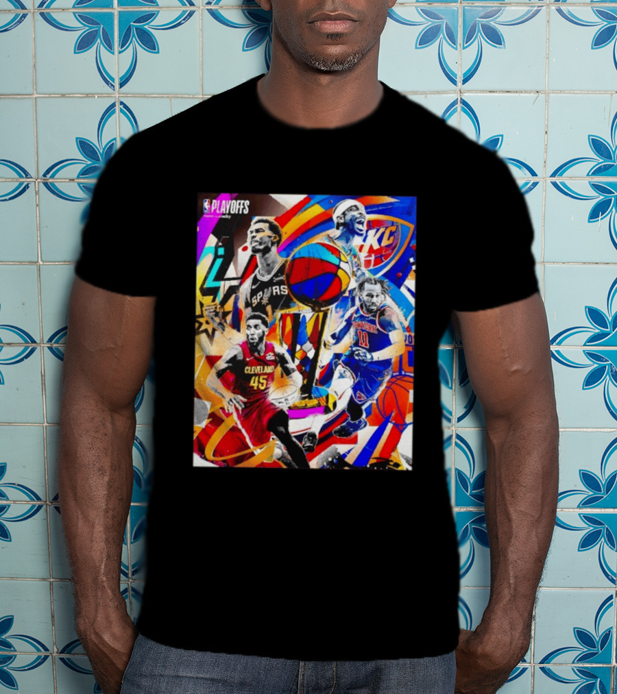 NBA Playoffs Spurs Thunder Cavaliers Knicks Star Players Wemby Alexander Brunson Mitchell T-Shirt
