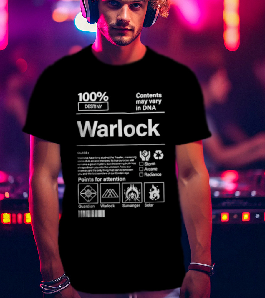 100% Destiny Warlock Contents May Vary In DNA Points For Attention Classic Solar Void Arc T-Shirt