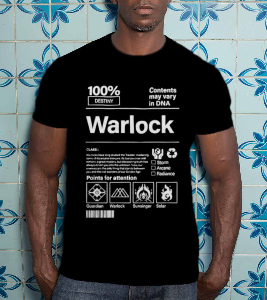 100% Destiny Warlock Contents May Vary In DNA Points For Attention Classic Solar Void Arc T-Shirt