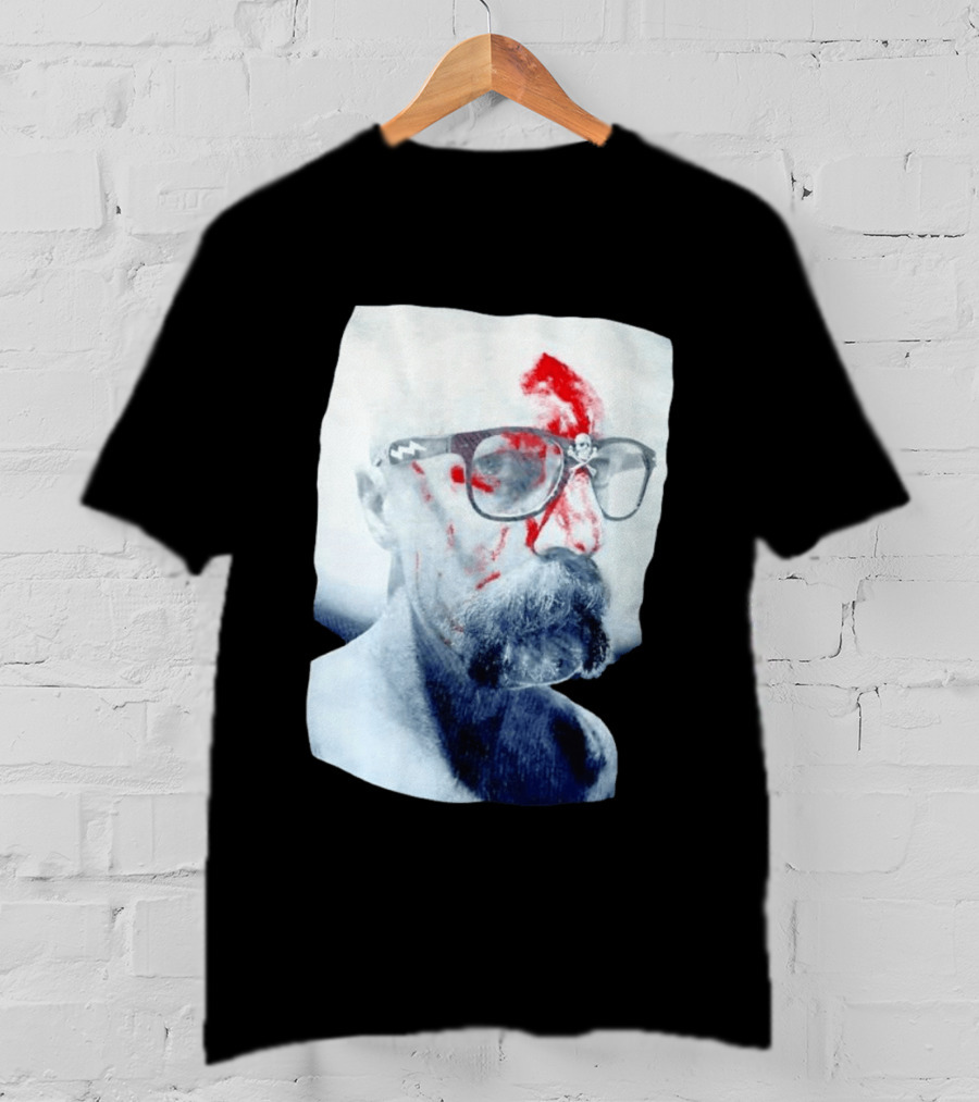 Bald Man With Bloody Beard And Skull Glasses T-Shirt
