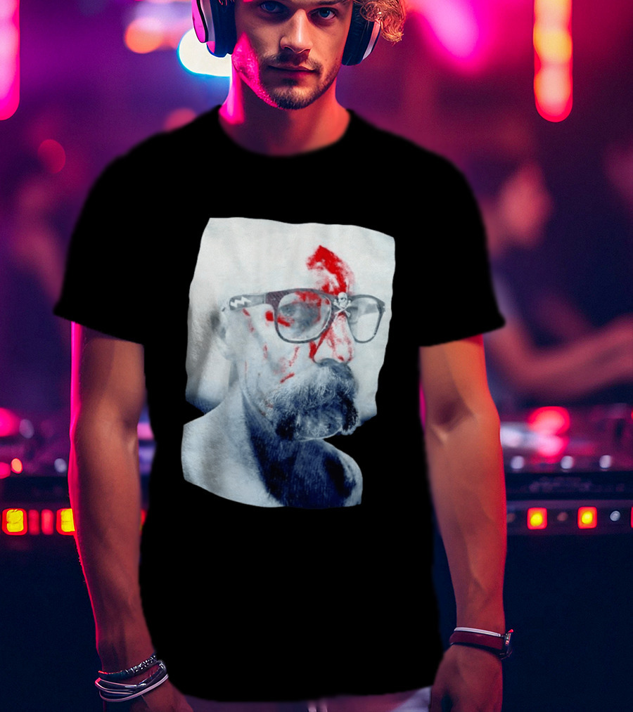 Bald Man With Bloody Beard And Skull Glasses T-Shirt