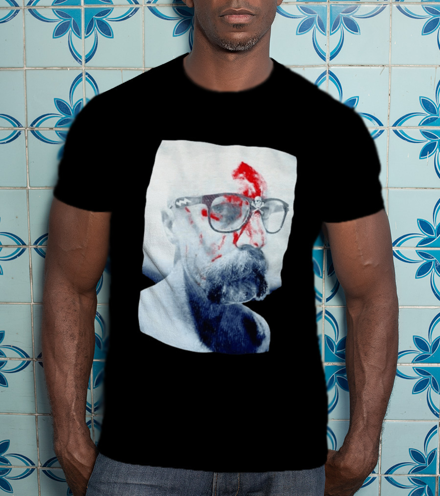 Bald Man With Bloody Beard And Skull Glasses T-Shirt