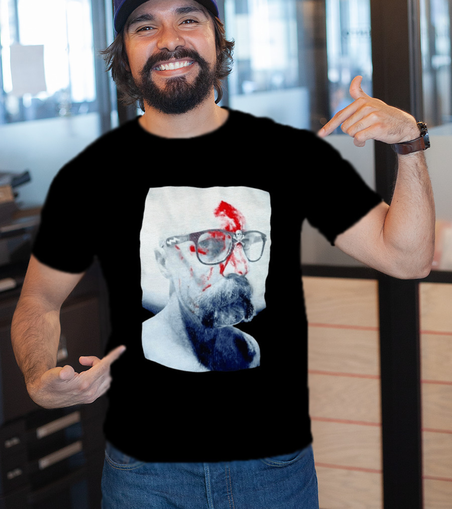Bald Man With Bloody Beard And Skull Glasses T-Shirt