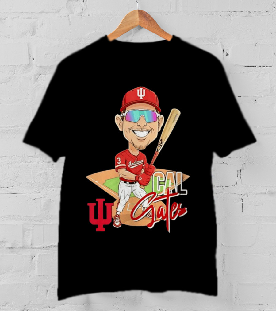Cal Gates Indiana Hoosiers Baseball Caricature With Indiana University T-Shirt