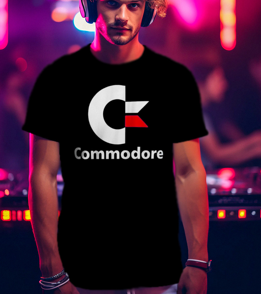 Commodore C Logo Red Accent Retro Computer Brand T-Shirt