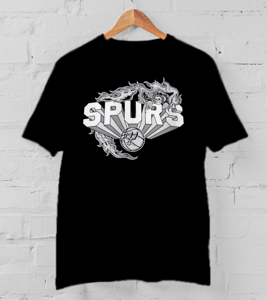 San Antonio Spurs Flaming Skull Grim Reaper NBA Basketball T-Shirt