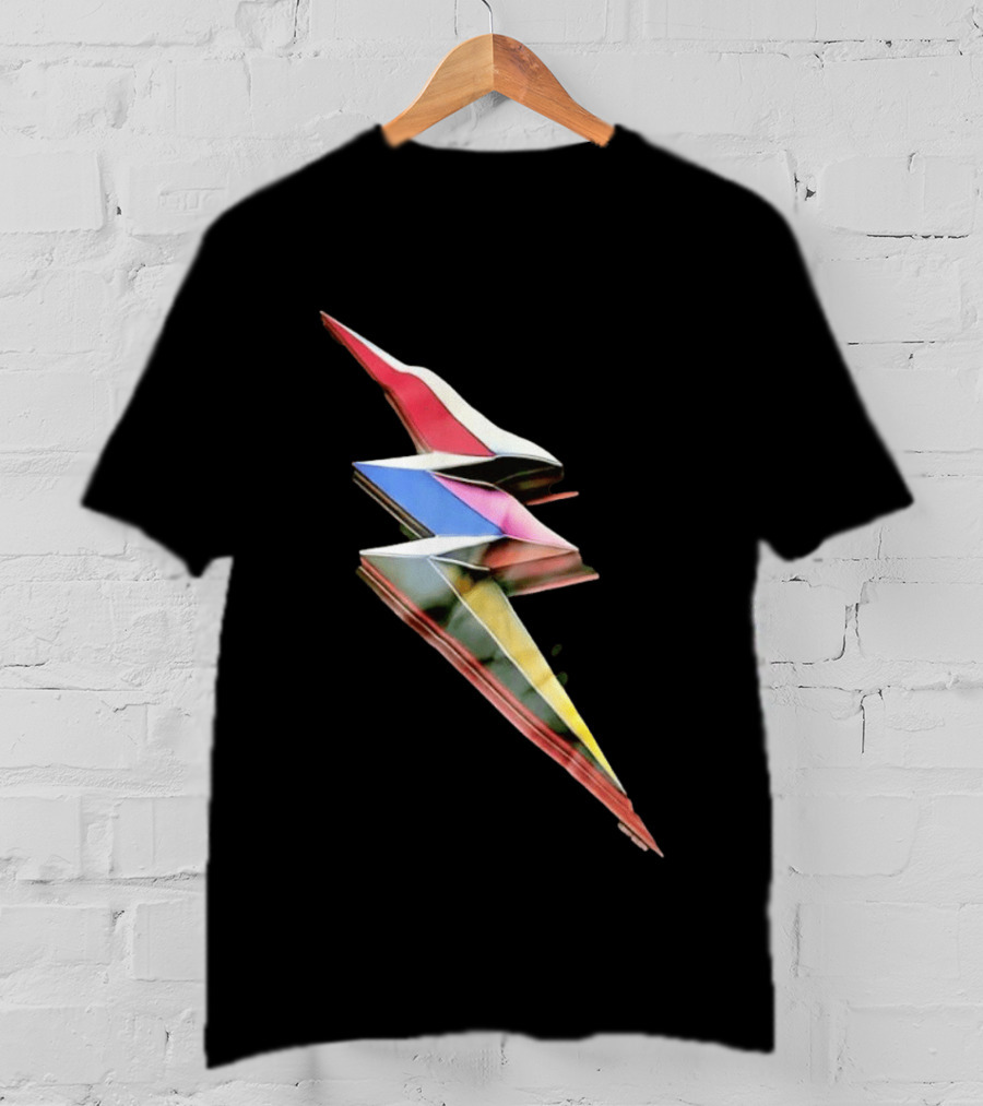 Geometric Prismatic Multicolor Lightning Bolt T-Shirt