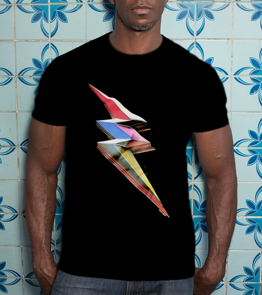 Geometric Prismatic Multicolor Lightning Bolt T-Shirt