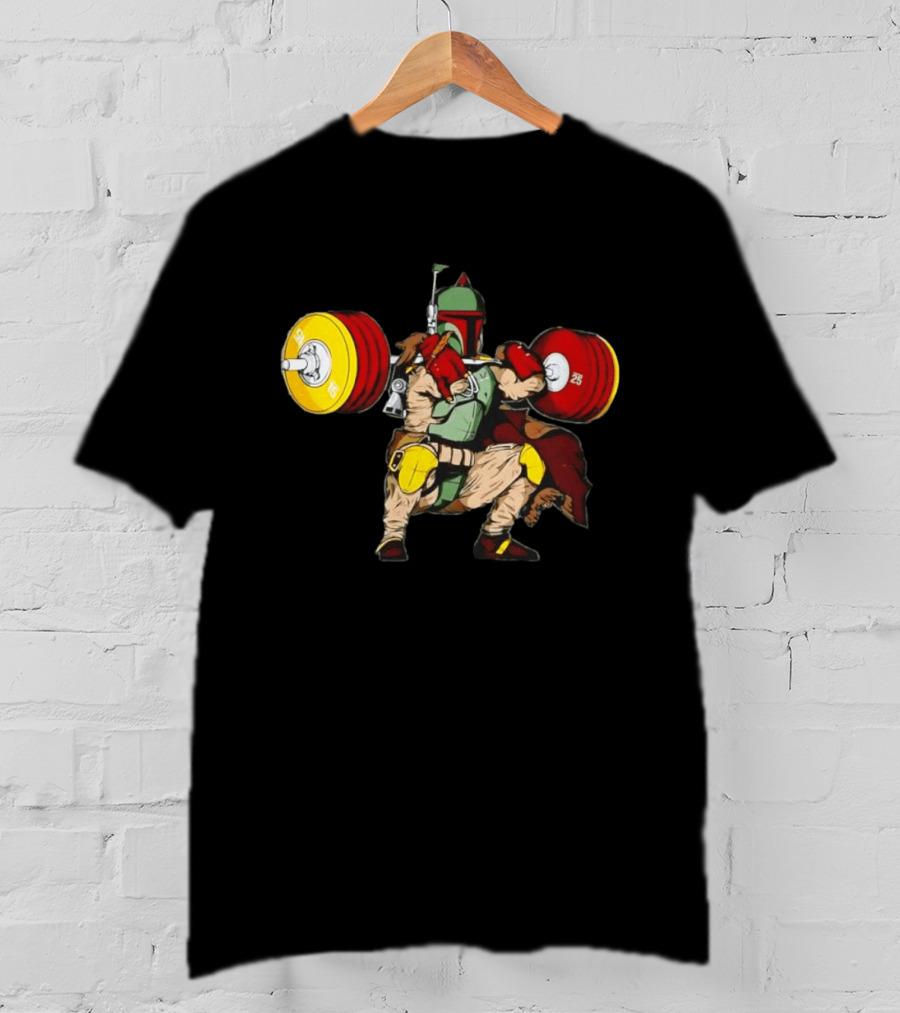 Star Wars Boba Fett Squat Weightlifting Fitness T-Shirt