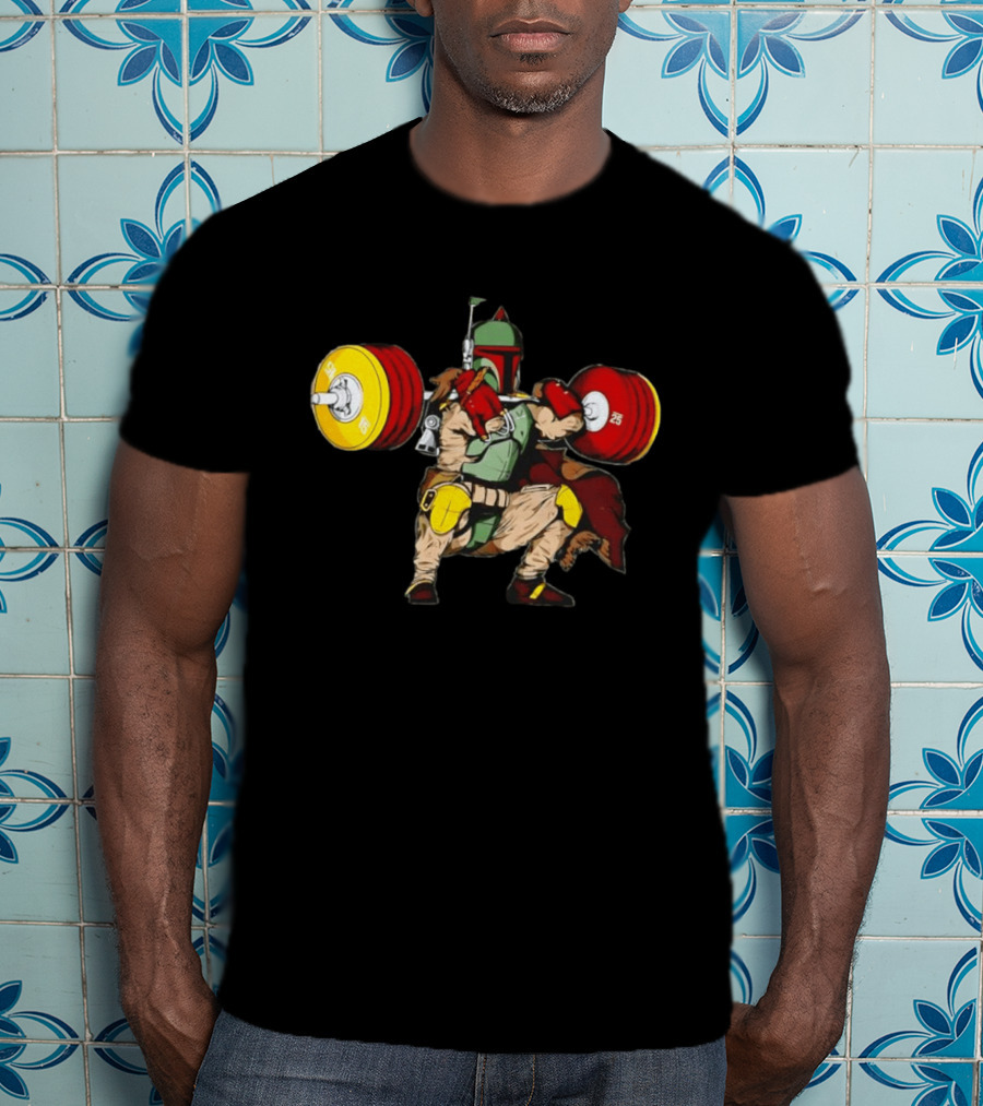 Star Wars Boba Fett Squat Weightlifting Fitness T-Shirt