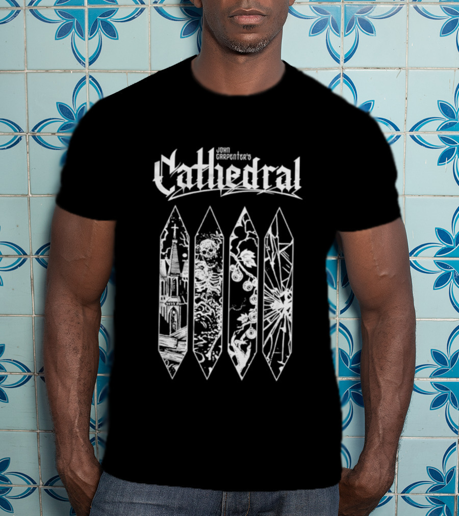 John Carpenter Cathedral Gothic Horror Church Windows Stained Glass T-Shirt