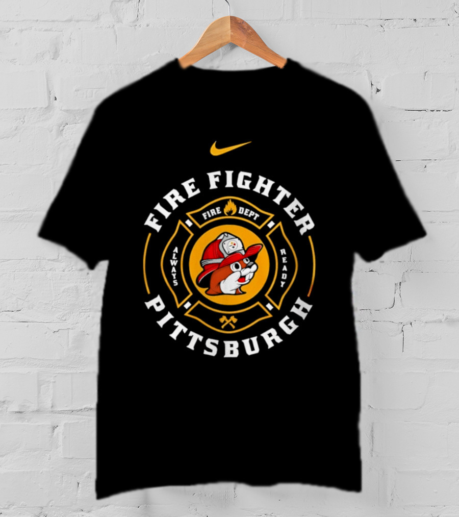 Pittsburgh Firefighter Maltese Cross Buc Ee's Nike Steelers T-Shirt