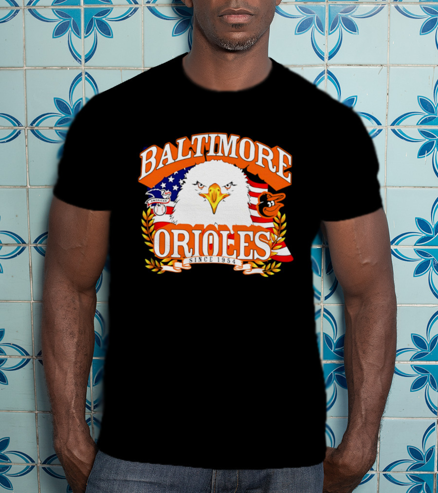Baltimore Orioles Americana Eagle Logo With USA Flag Celebrating America's 250th Anniversary T-Shirt