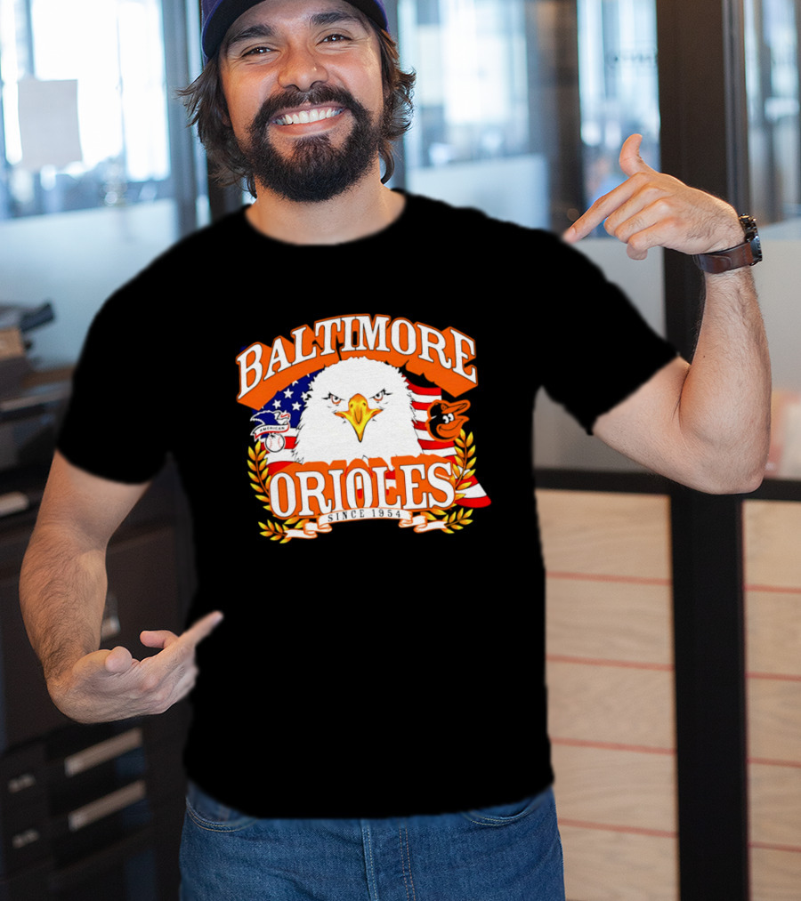 Baltimore Orioles Americana Eagle Logo With USA Flag Celebrating America's 250th Anniversary T-Shirt
