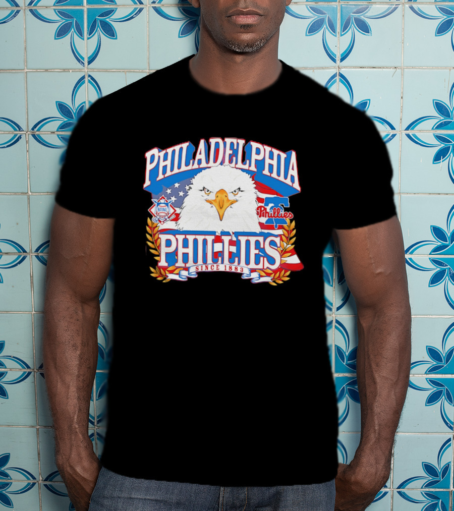 Philadelphia Phillies Eagle Americana Since 1883 National League Flag T-Shirt