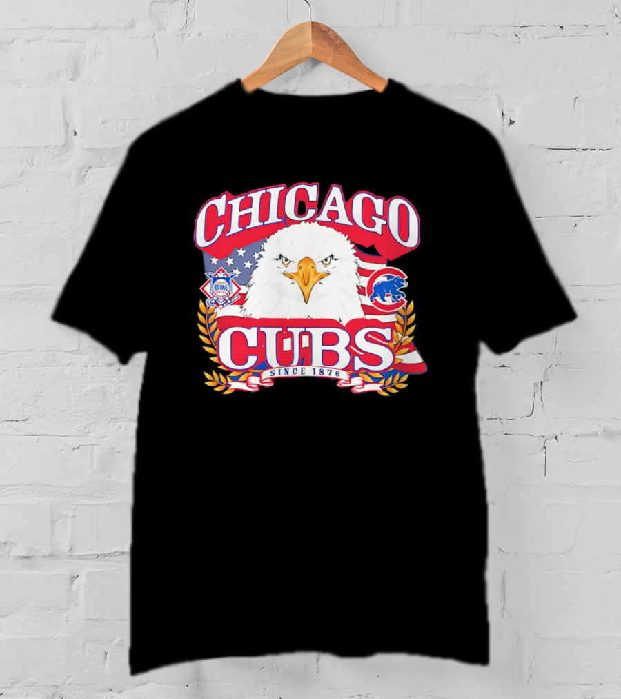 Chicago Cubs Americana Eagle Since 1876 National League Baseball Stars And Stripes 250th Celebration T-Shirt