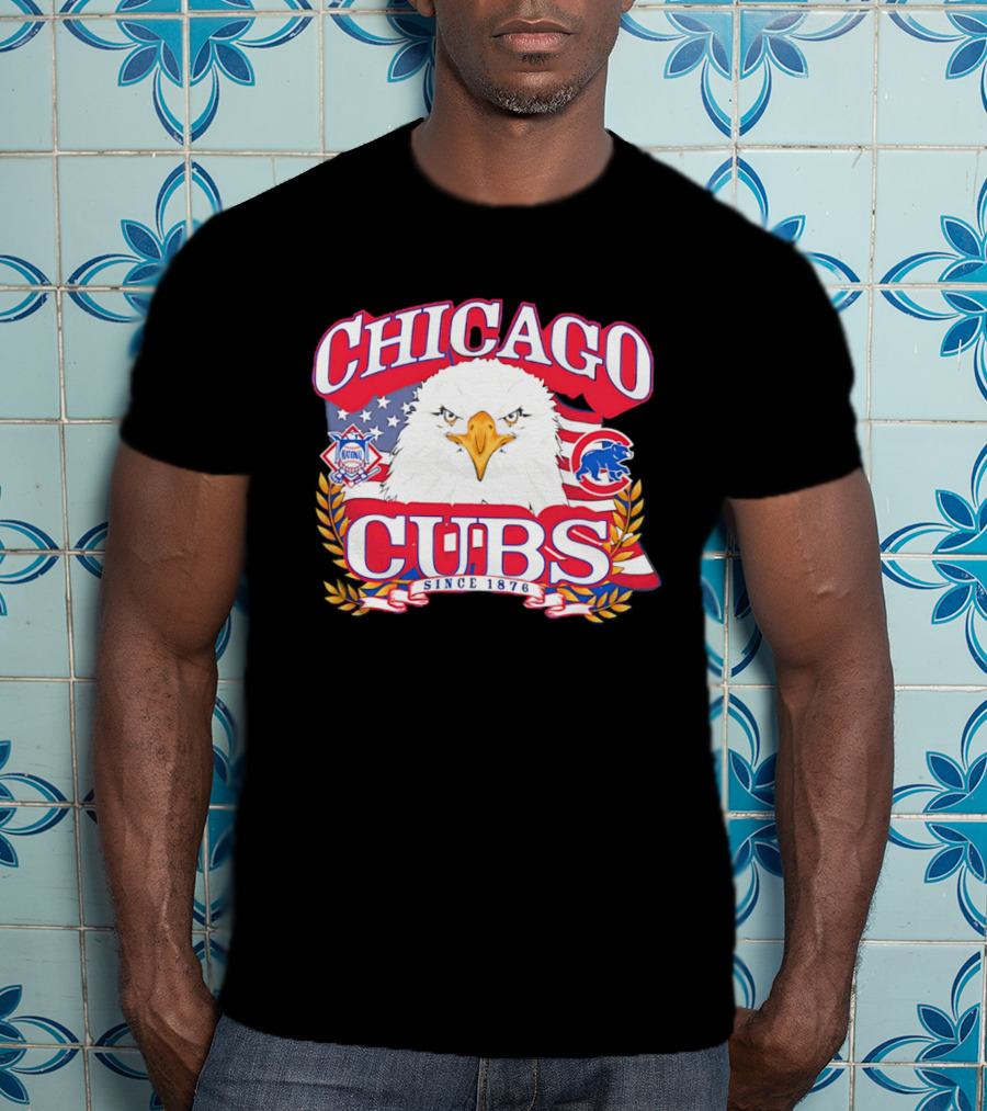 Chicago Cubs Americana Eagle Since 1876 National League Baseball Stars And Stripes 250th Celebration T-Shirt
