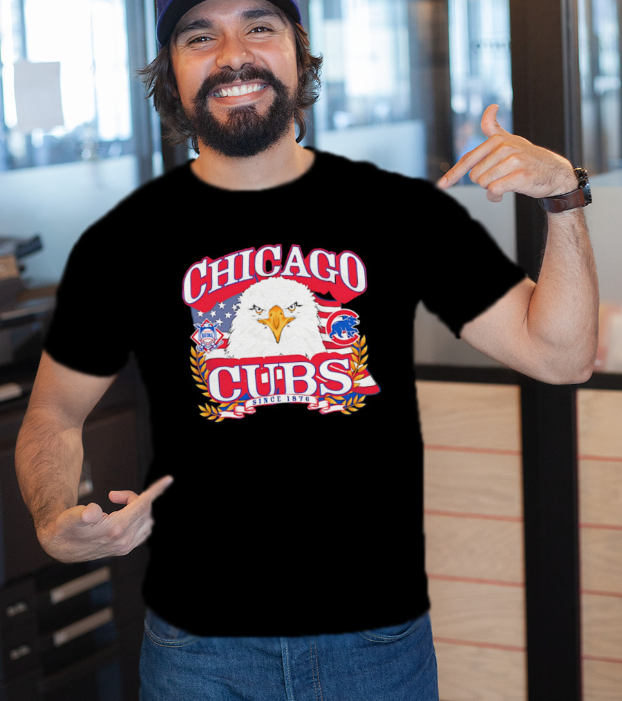 Chicago Cubs Americana Eagle Since 1876 National League Baseball Stars And Stripes 250th Celebration T-Shirt