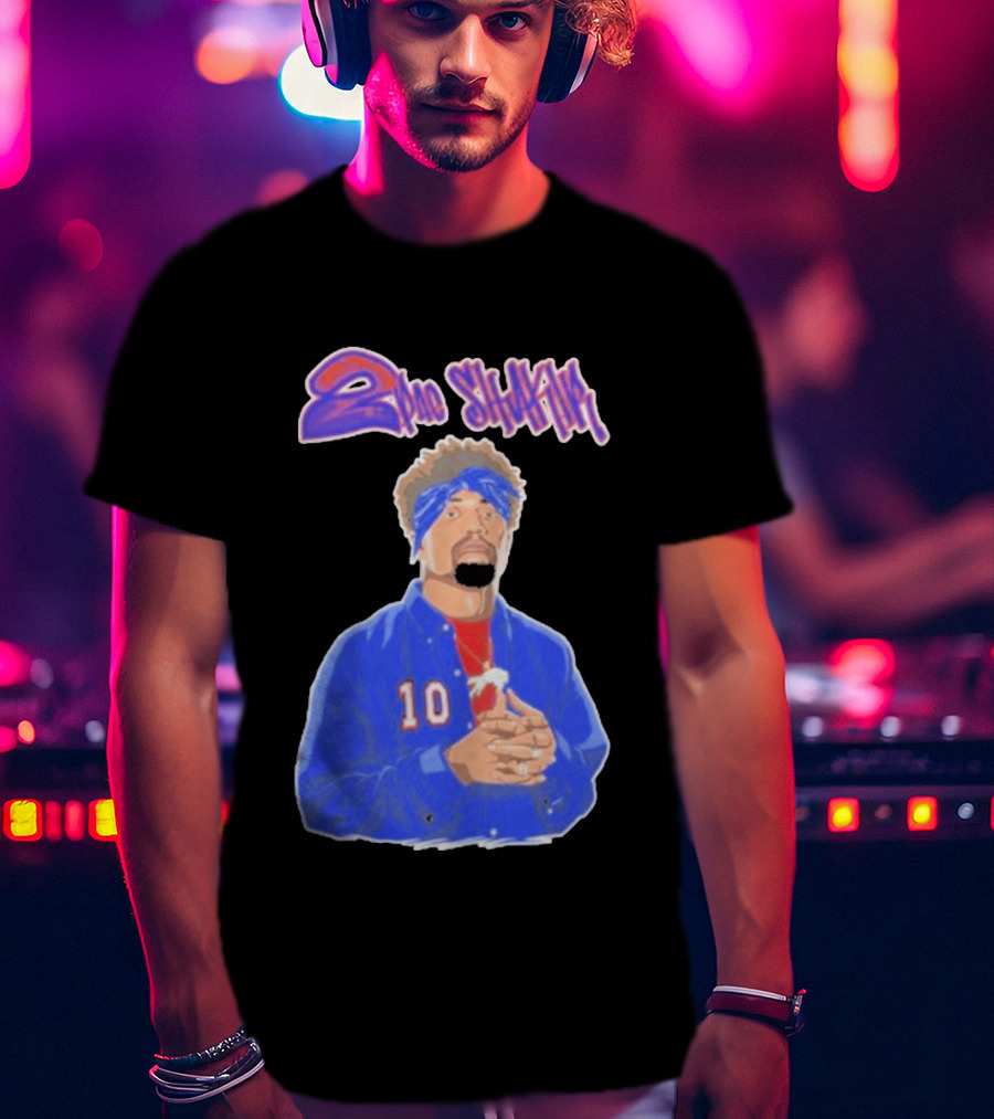 2Pac Shakir Sports Roundtable 10 Blue Bandana T-Shirt