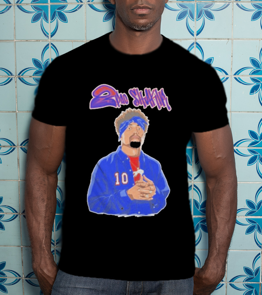 2Pac Shakir Sports Roundtable 10 Blue Bandana T-Shirt