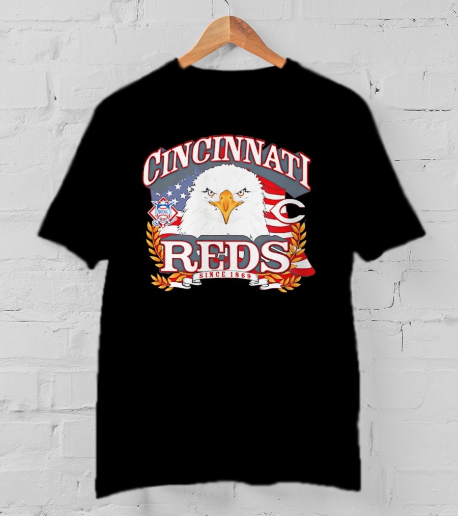 Cincinnati Reds National League Eagle American Flag Since 1869 T-Shirt