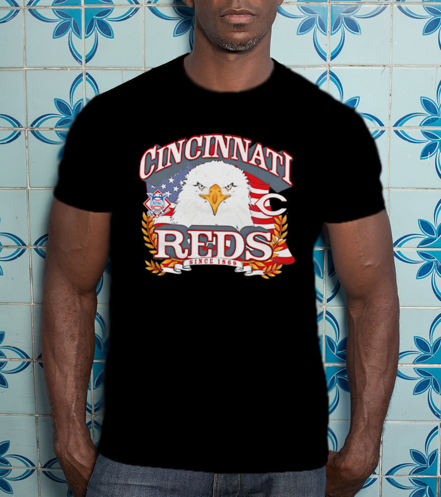 Cincinnati Reds National League Eagle American Flag Since 1869 T-Shirt