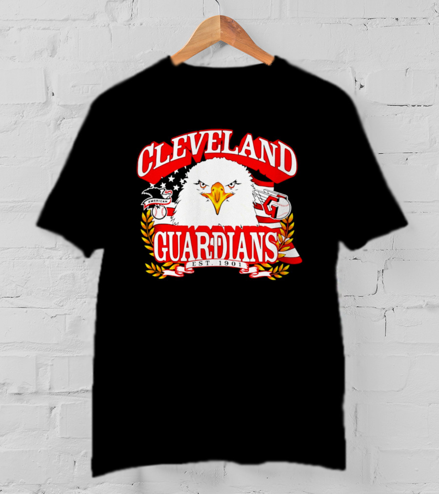 Cleveland Guardians Eagle And Baseball Stars Celebrating America's 250th Anniversary T-Shirt