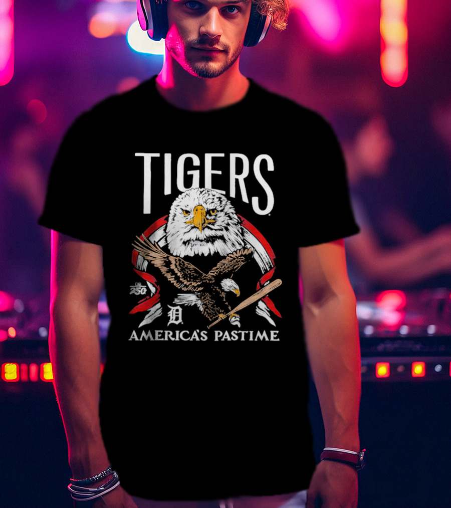 Tigers Eagle America's Pastime Bald Eagle Baseball Bat Iconic 250th Anniversary T-Shirt