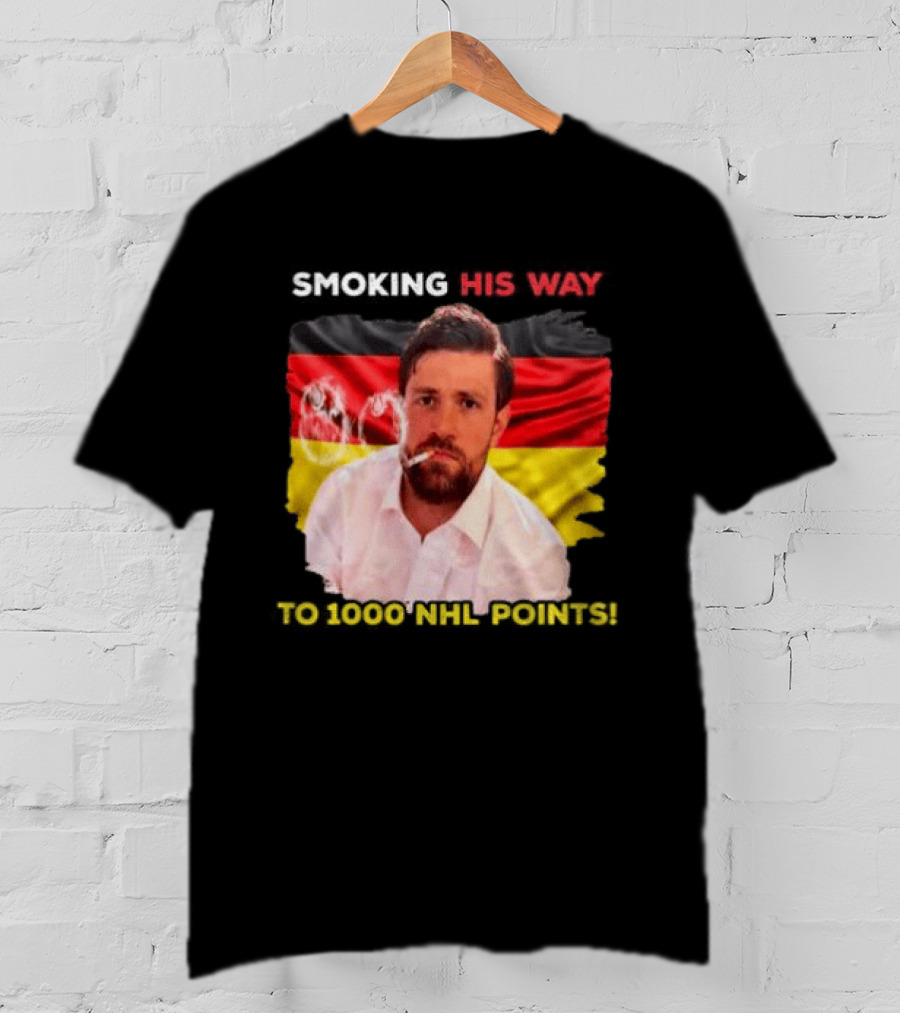 Smoking His Way To 1000 NHL Points Leon Draisaitl Edmonton Oilers T-Shirt