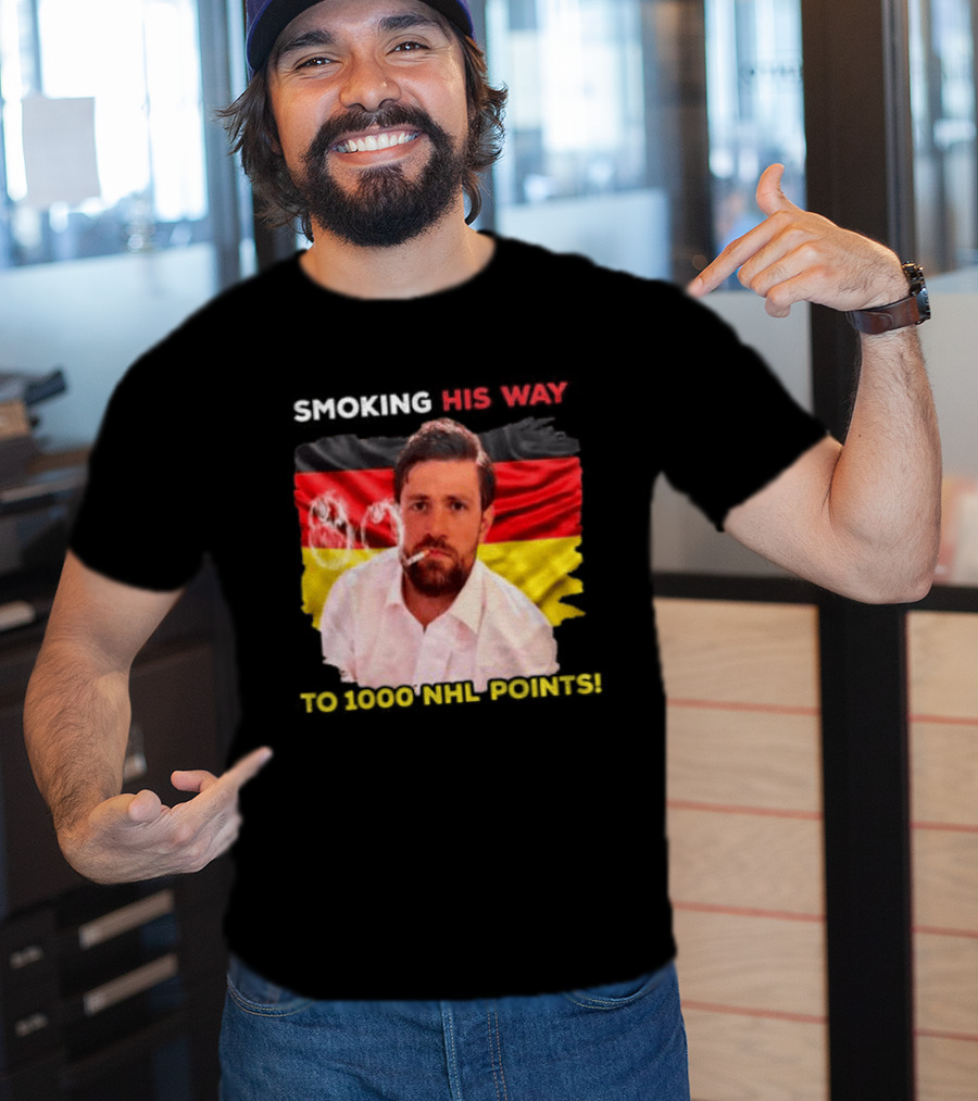 Smoking His Way To 1000 NHL Points Leon Draisaitl Edmonton Oilers T-Shirt