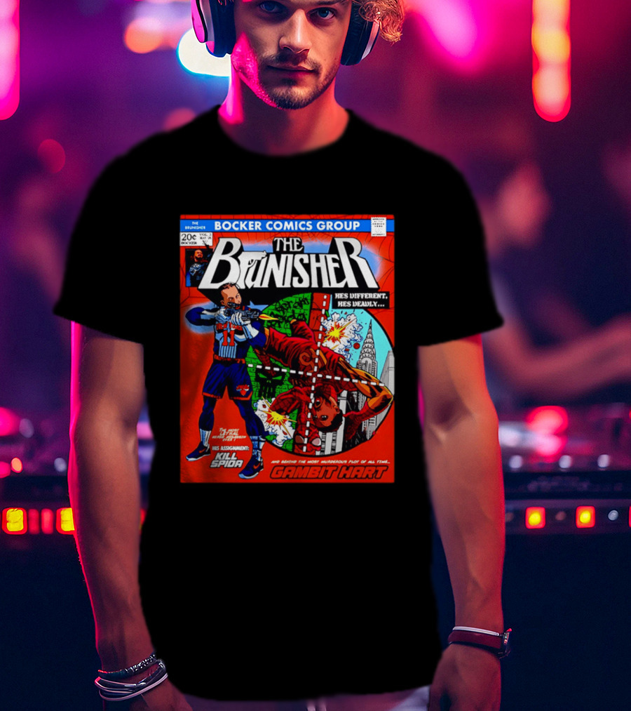 Bocker Comics Group The Brunisher He's Different He's Deadly Kill Spida Gambit Hart T-Shirt