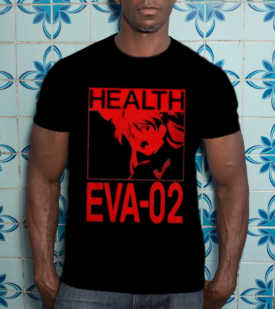 Health Eva 02 Anime Character Red Sketch T-Shirt
