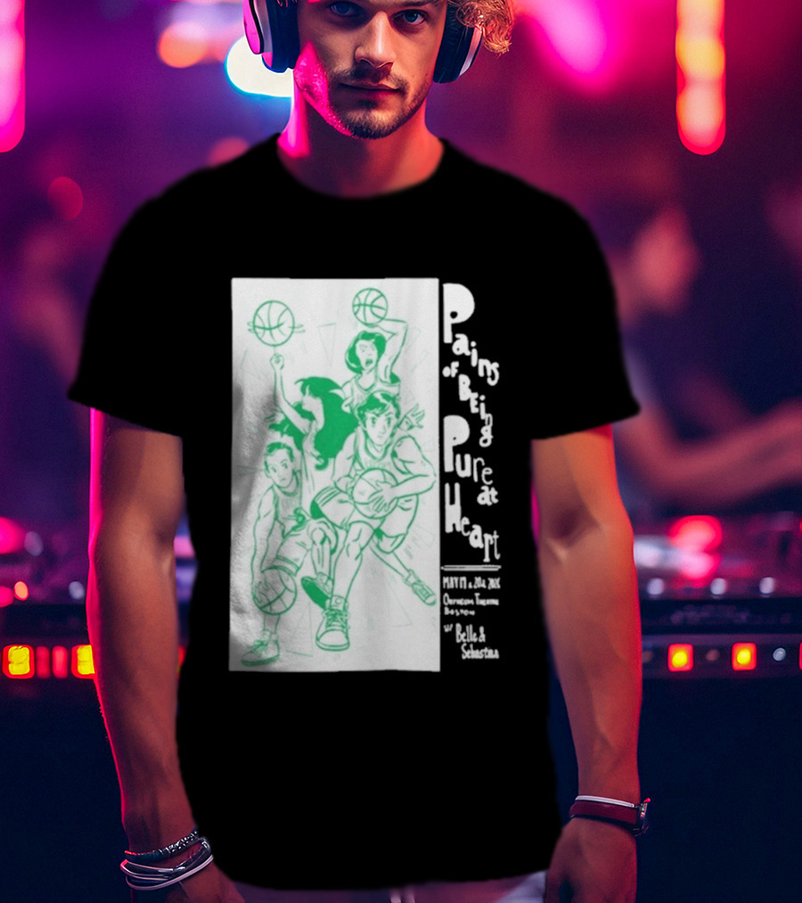 Pains Of Being Pure At Heart Boston May 19 Paradise Touring Company With Helki Silkscreen Basketball T-Shirt