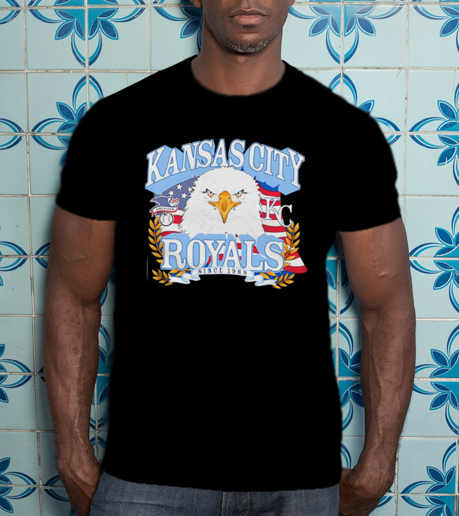Kansas City Royals Eagle With American Flag Patriotic KC T-Shirt