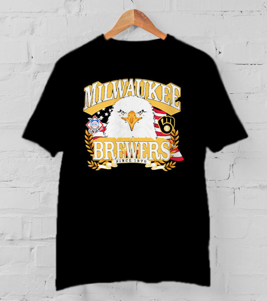 Milwaukee Brewers Eagle American Flag 250th Celebration T-Shirt