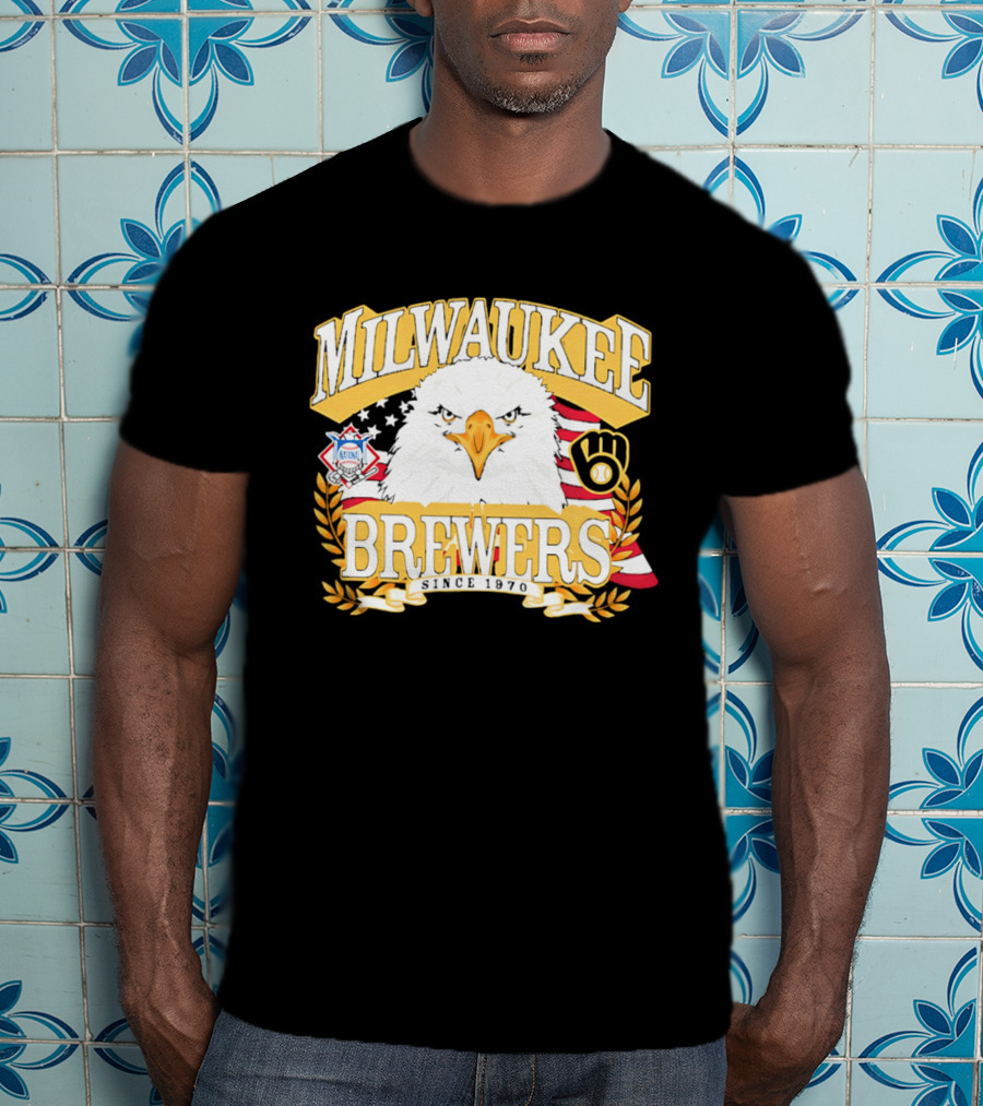 Milwaukee Brewers Eagle American Flag 250th Celebration T-Shirt