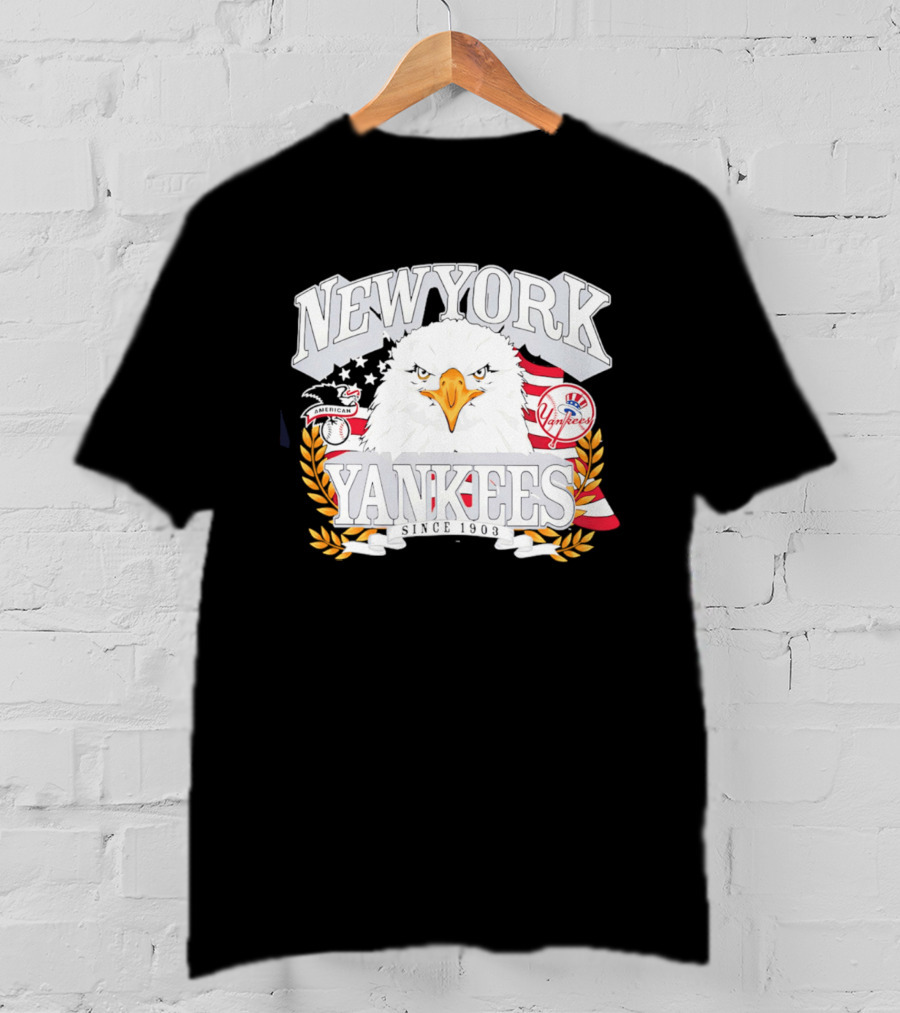 New York Yankees Americana Eagle Celebrating USA Flag With Baseball T-Shirt