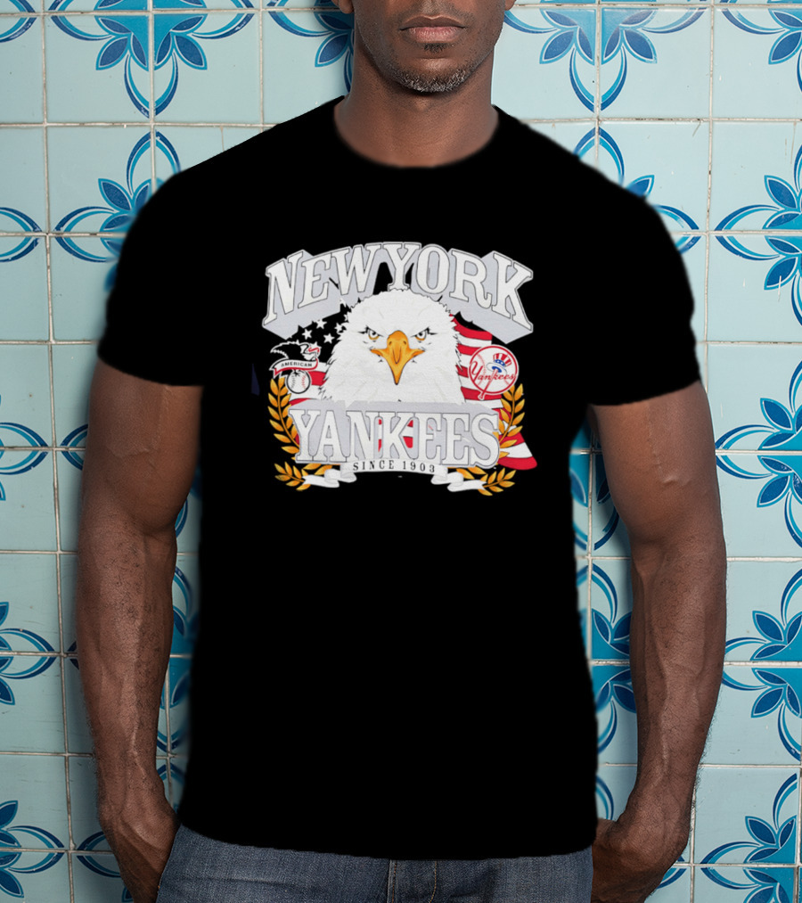New York Yankees Americana Eagle Celebrating USA Flag With Baseball T-Shirt
