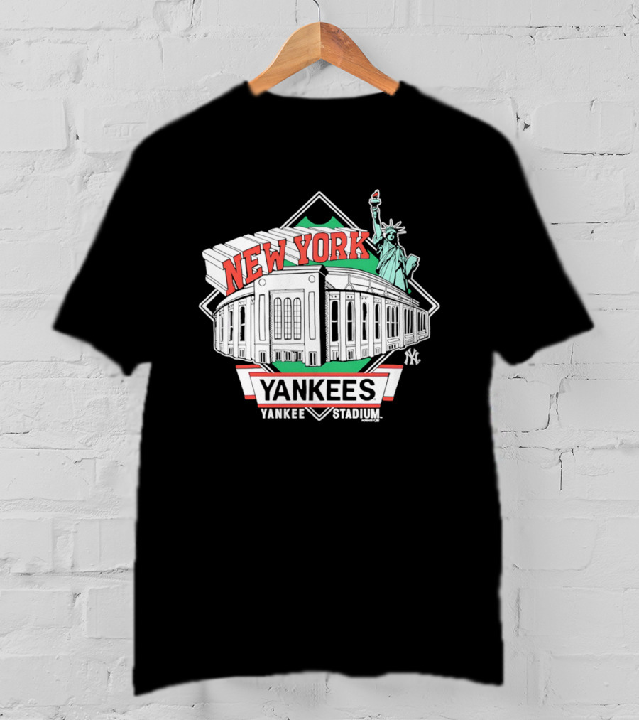 New York Yankees Yankee Stadium Facade Statue Of Liberty T-Shirt