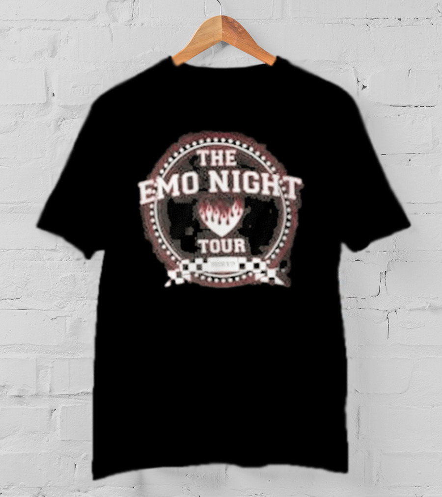 The Emo Night Tour Fraternity Fire Heart Checkered Circle T-Shirt
