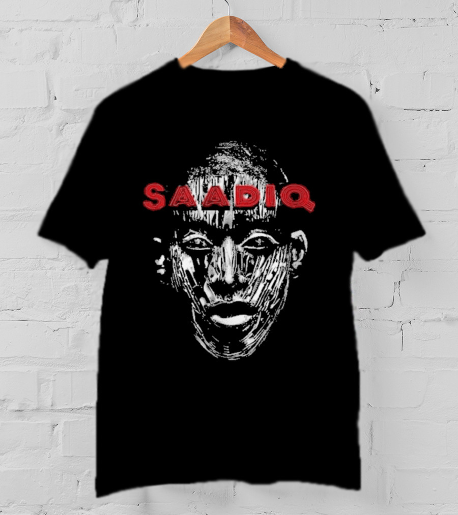 Raphael Saadiq Saadiq Textured Artistic Face Red T-Shirt