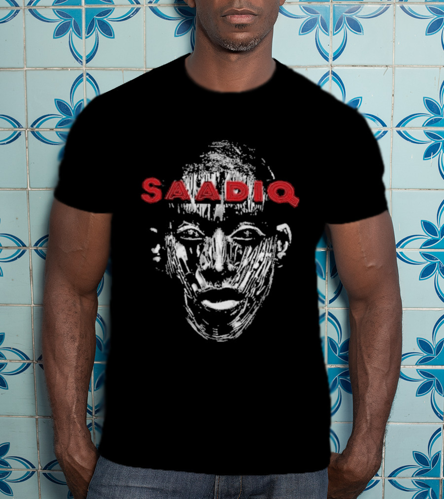 Raphael Saadiq Saadiq Textured Artistic Face Red T-Shirt