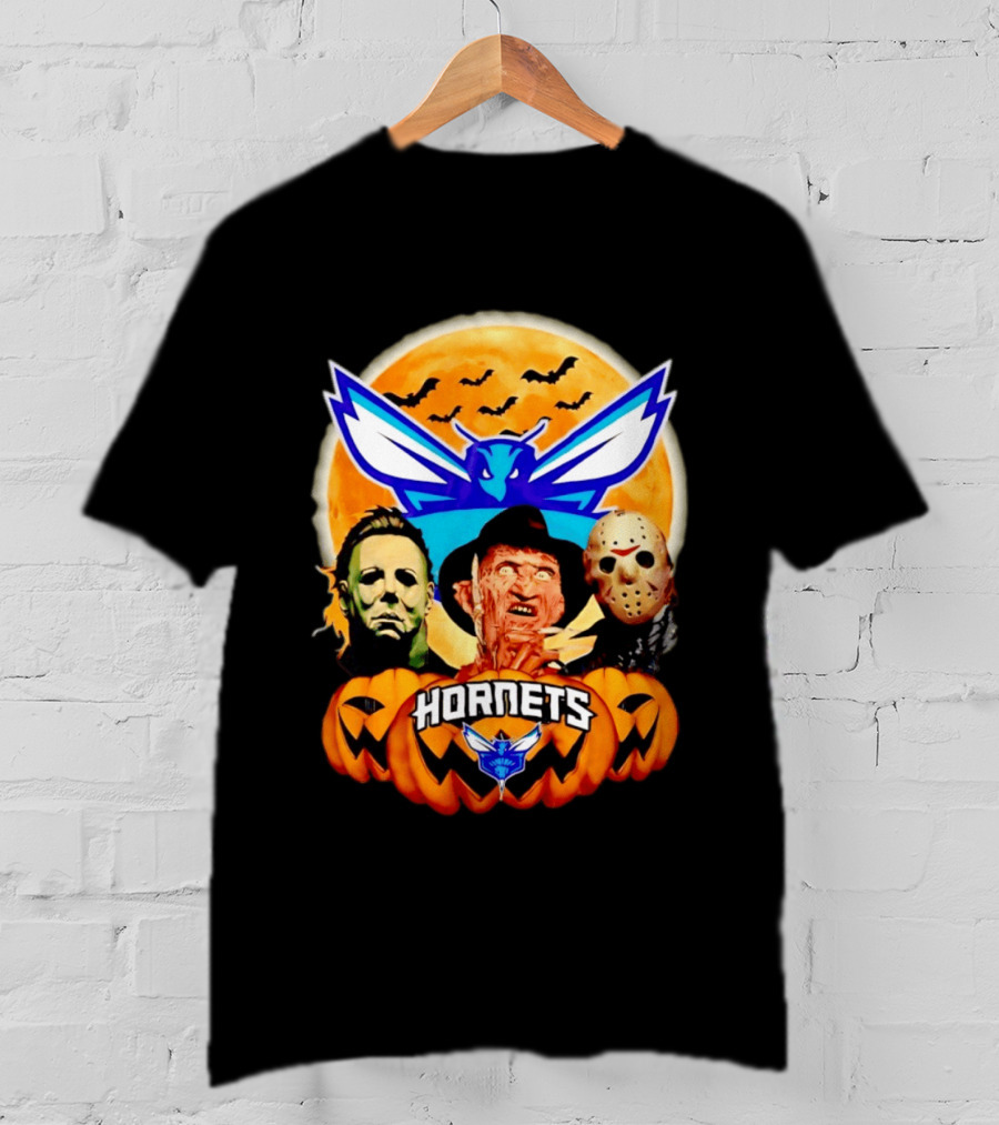 Halloween Horror Characters Freddy Jason Michael Myers Charlotte Hornets T-Shirt