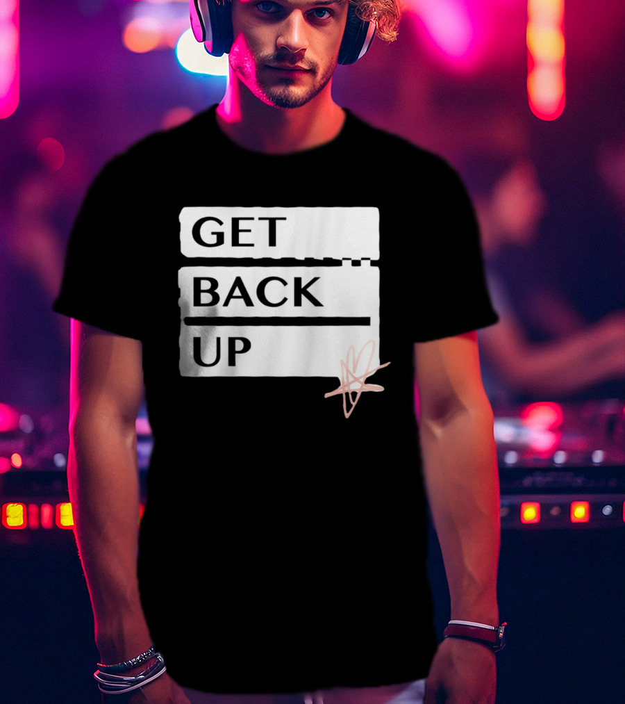 Get Back Up Bold Text Heart Star T-Shirt