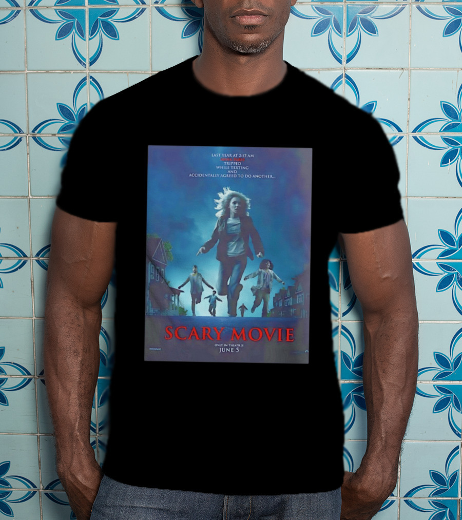 Scary Movie Tripped While Texting Last Year At 2:17 AM T-Shirt