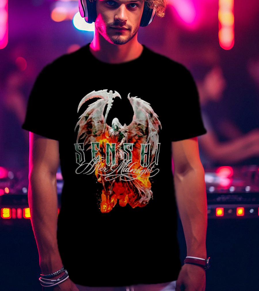 Senshi After Midnight Flaming Grim Reaper Wings T-Shirt