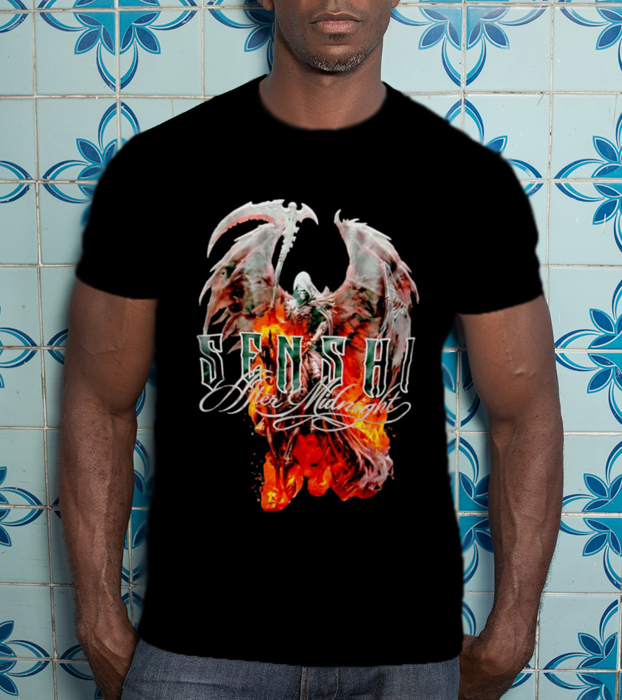 Senshi After Midnight Flaming Grim Reaper Wings T-Shirt